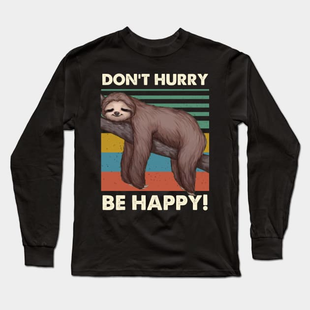 Do Not Hurry Be Happy Sloth Vintage Long Sleeve T-Shirt by ROMANSAVINRST